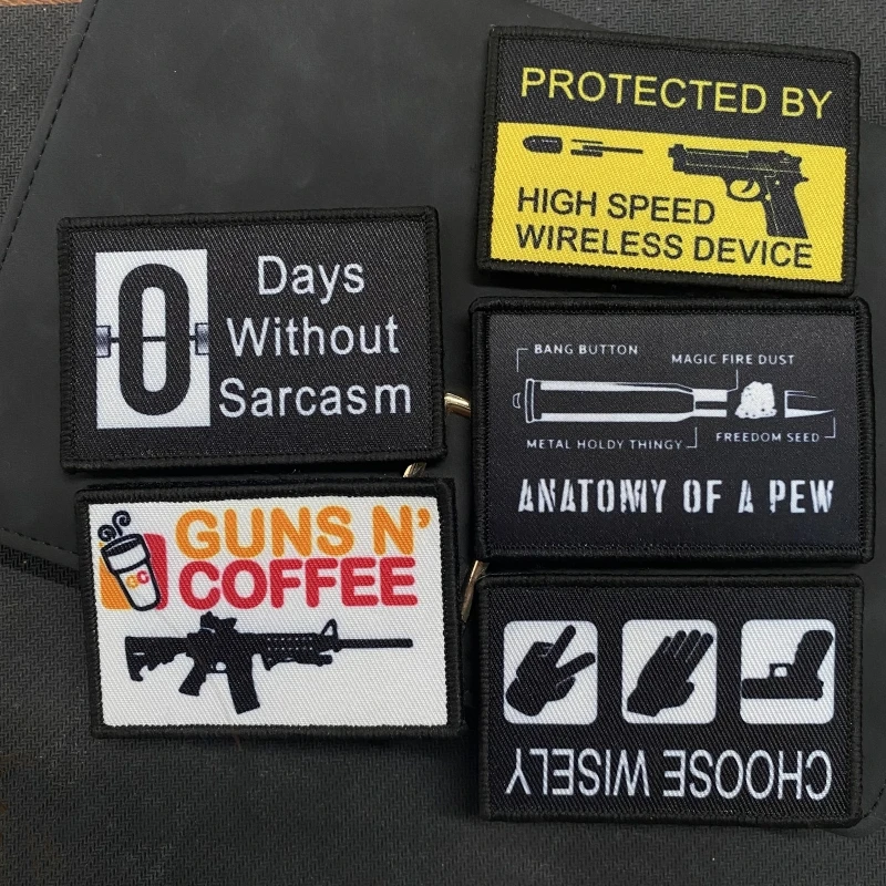 Parche de pistola táctica, análisis de balas militares, mochila impresa, insignia de moral con gancho y bucle, emblema adhesivo de tela con meme divertido de moralidad - imagen 2