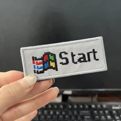 Win-parches bordados para llaves de ventana, pegatinas de mochila tácticas, logotipo de inicio de computadora nostálgico, píxel funcional