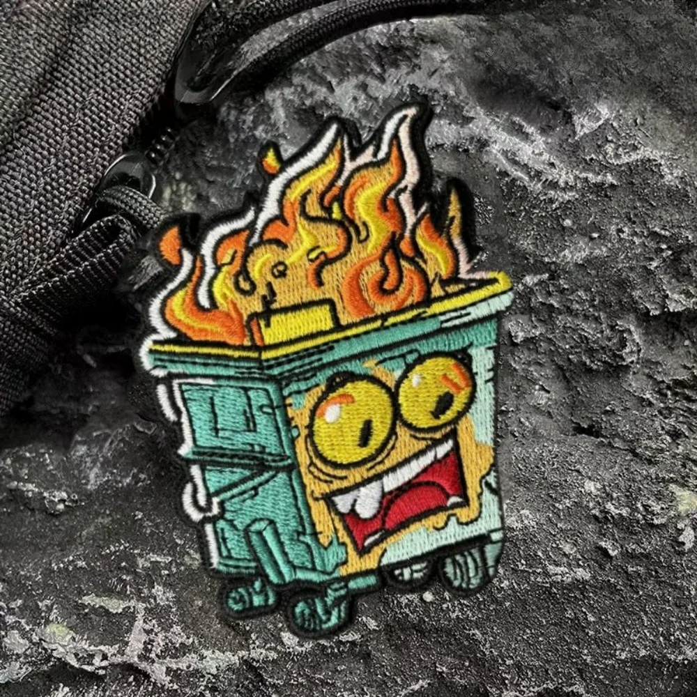 Parche bordado de moral de caja ardiente, insignia táctica militar, brazalete divertido, pegatinas para mochila con gancho y bucle - imagen 4