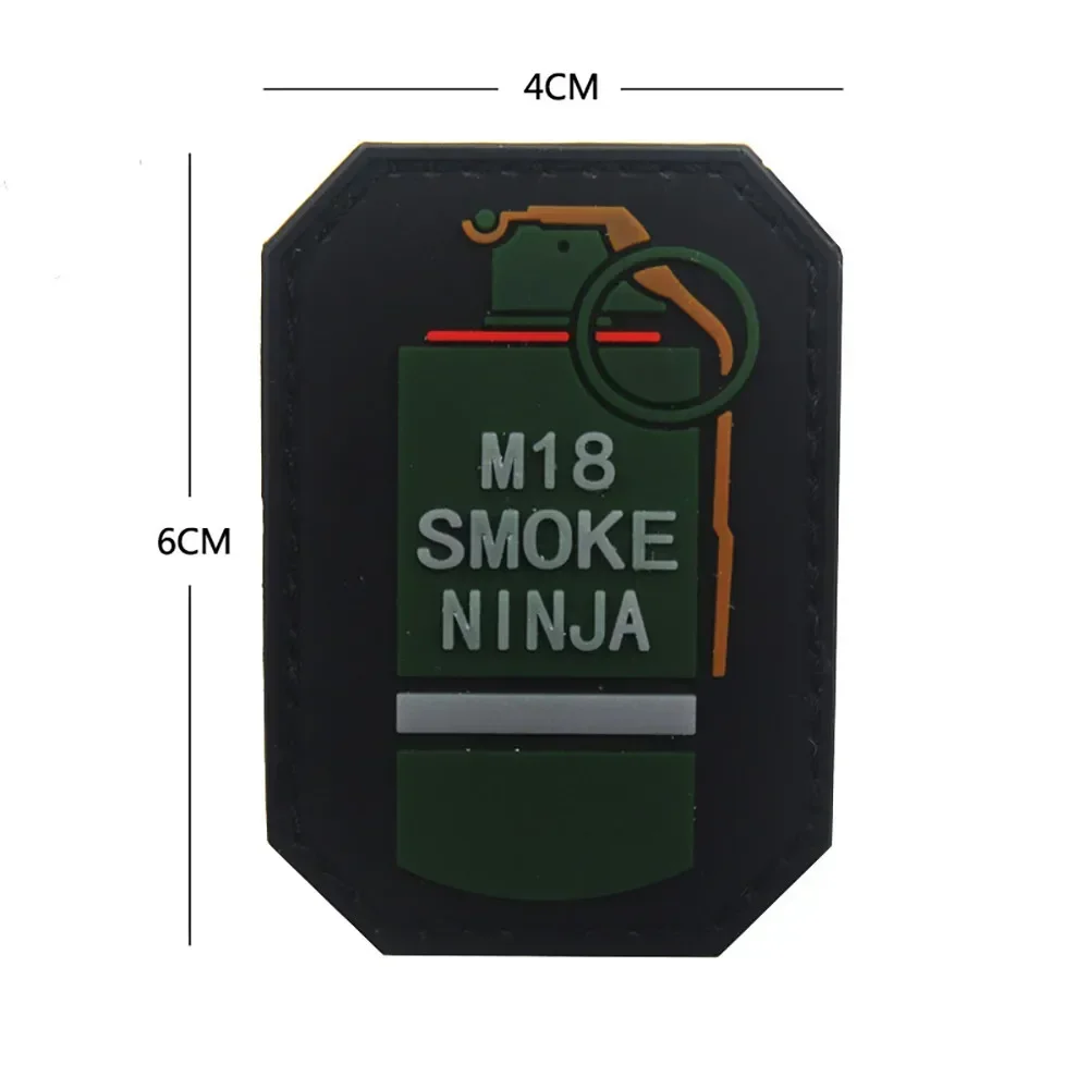 M67 Grenade M18 Smoke 3D PVC Patch Rubber Hook and Loop Morale Badge Tactical Backpack Decoration Sticker Patches for Clothing - imagen 2