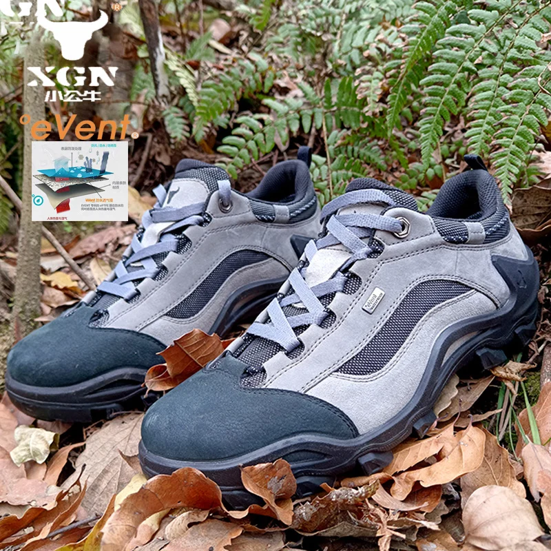 XGN-zapatos de senderismo de piel de vaca para hombre, botas de caza impermeables para eventos, botas militares tácticas de combate en el desierto, zapatillas de senderismo para mujer - imagen 3