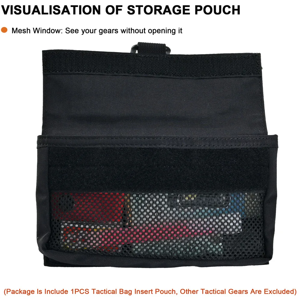 Bolsa táctica, bolsa de inserción Modular, bolsa de administrador, bolsa organizadora de almacenamiento con ventana de malla, bolsillo de utilidad, accesorios para mochila - imagen 4