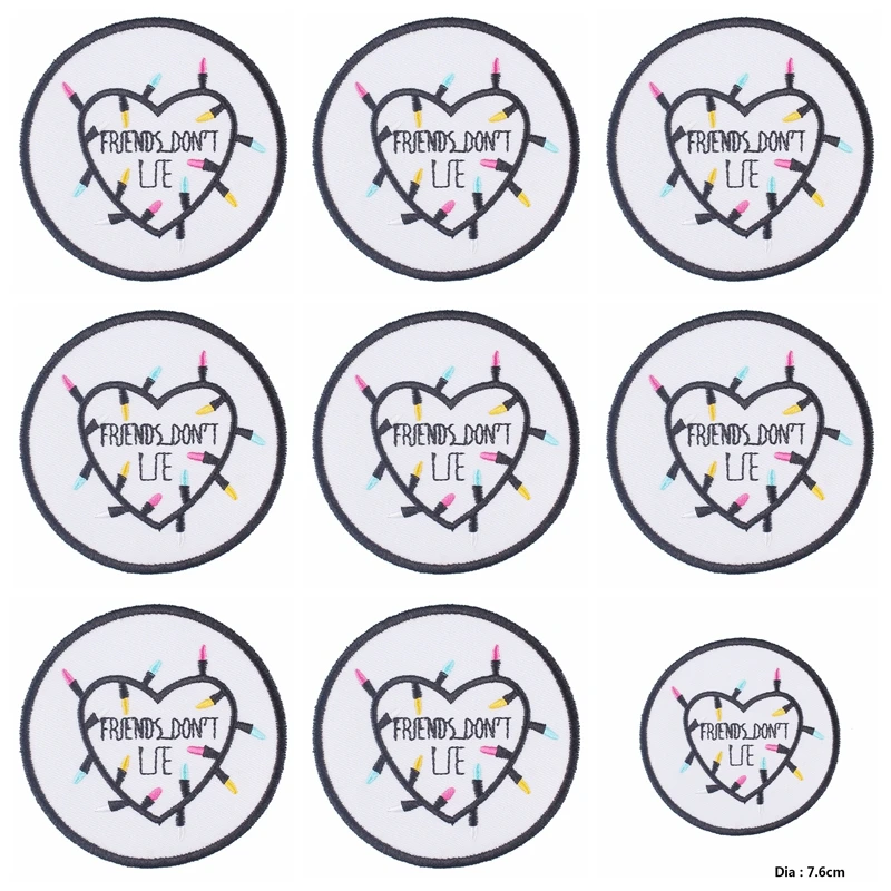 Parche con letras para planchar, parches bordados para ropa, parches termoadhesivos, DIY Friends Don't Lie Stripes en la mochila, 10 unidades por lote - imagen 4