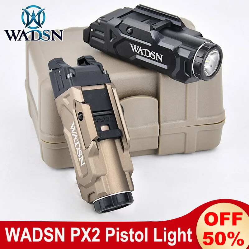WADSN PX2 luz de pistola 1000 lúmenes linterna colgante táctica de alta potencia lámpara de explorador de caza Airsoft 1913 20MM antorcha de Camping con riel