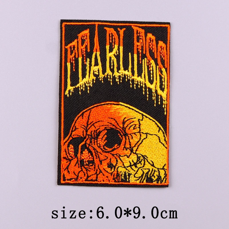 Parche bordado de calavera Punk, parches para planchar para ropa, parches bordados de Hip Hop para ropa, parche Fusible para insignias de ropa - imagen 3