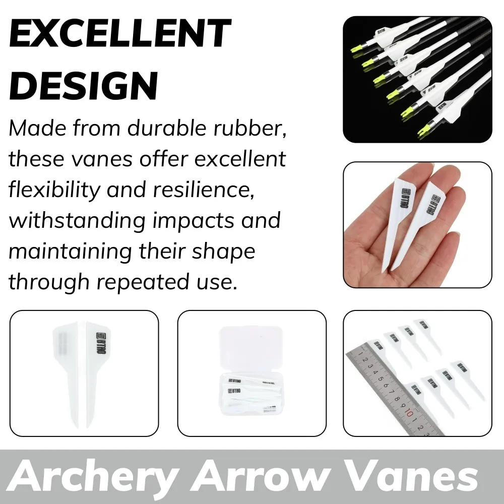Paletas de goma para tiro con arco, plumas de 2,5 pulgadas, 50X, flechas duraderas, arco recurvo compuesto, objetivo al aire libre, accesorio de tiro de caza - imagen 3