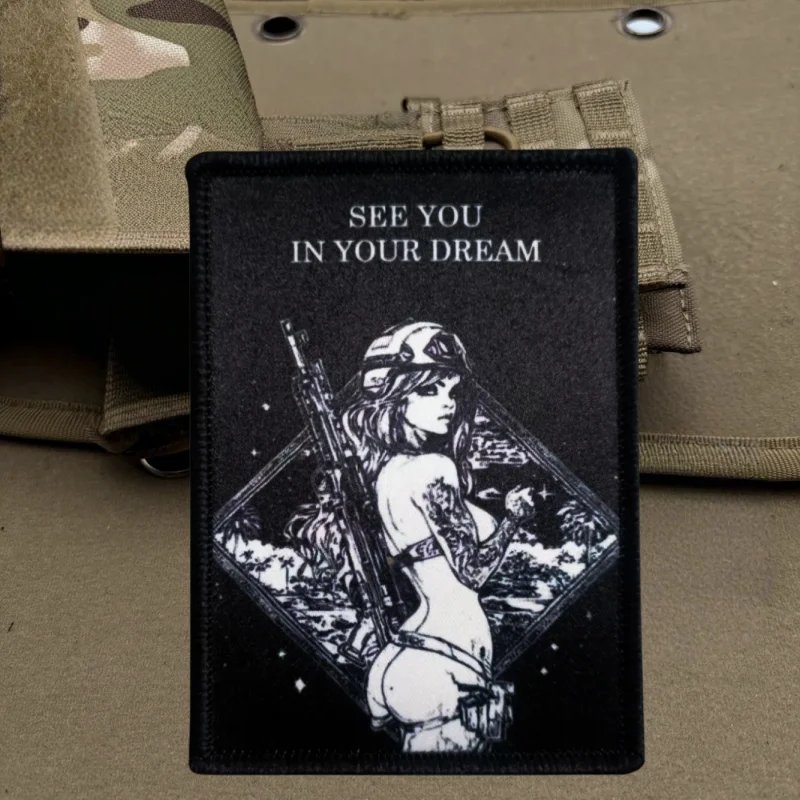 Parche con estampado See You in Your Dream, chaleco táctico, insignia de moral con gancho y bucle, pegatinas decorativas para mochila, parches para brazalete para ropa - imagen 5