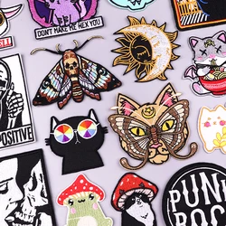Parche termoadhesivo bordado mariposa gato calavera punk para ropa