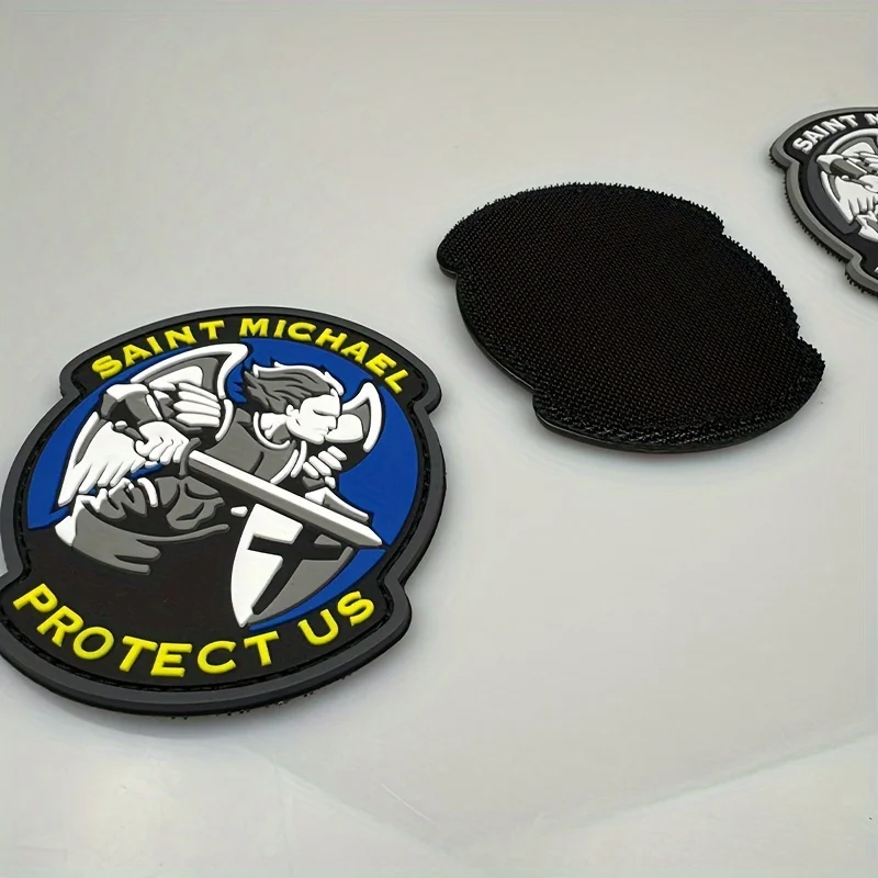 Parches Velcro Mochila TáCticos De Bordados Parche de Velcros de goma 3D de PVC Saint Michael Protect Us, insignia de moral, gancho y bucle militar, bordado táctico para mochila Molle - imagen 5
