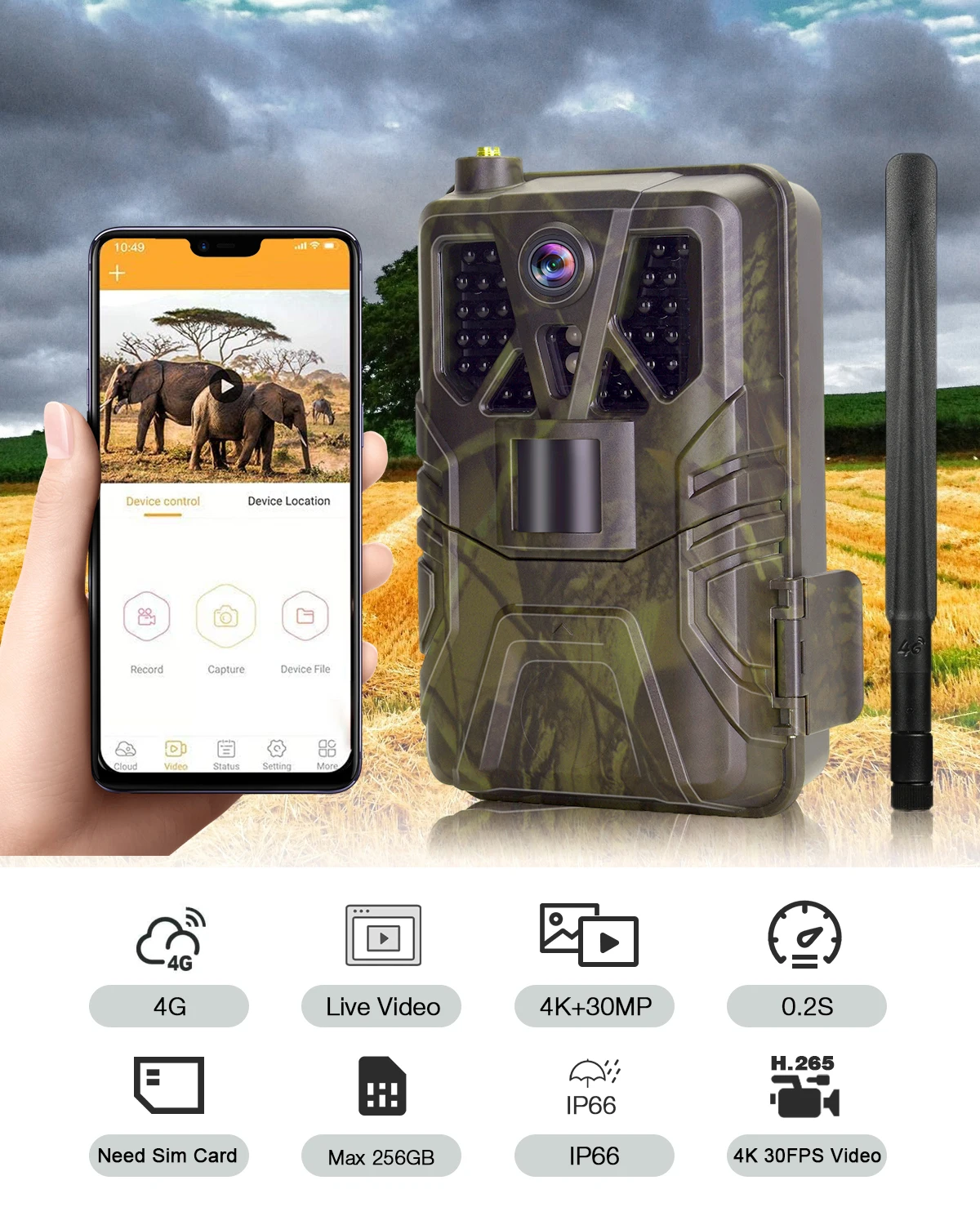 Cámara de fototrampeo 4G con streaming en directo 30 fps 4K nocturna - imagen 2