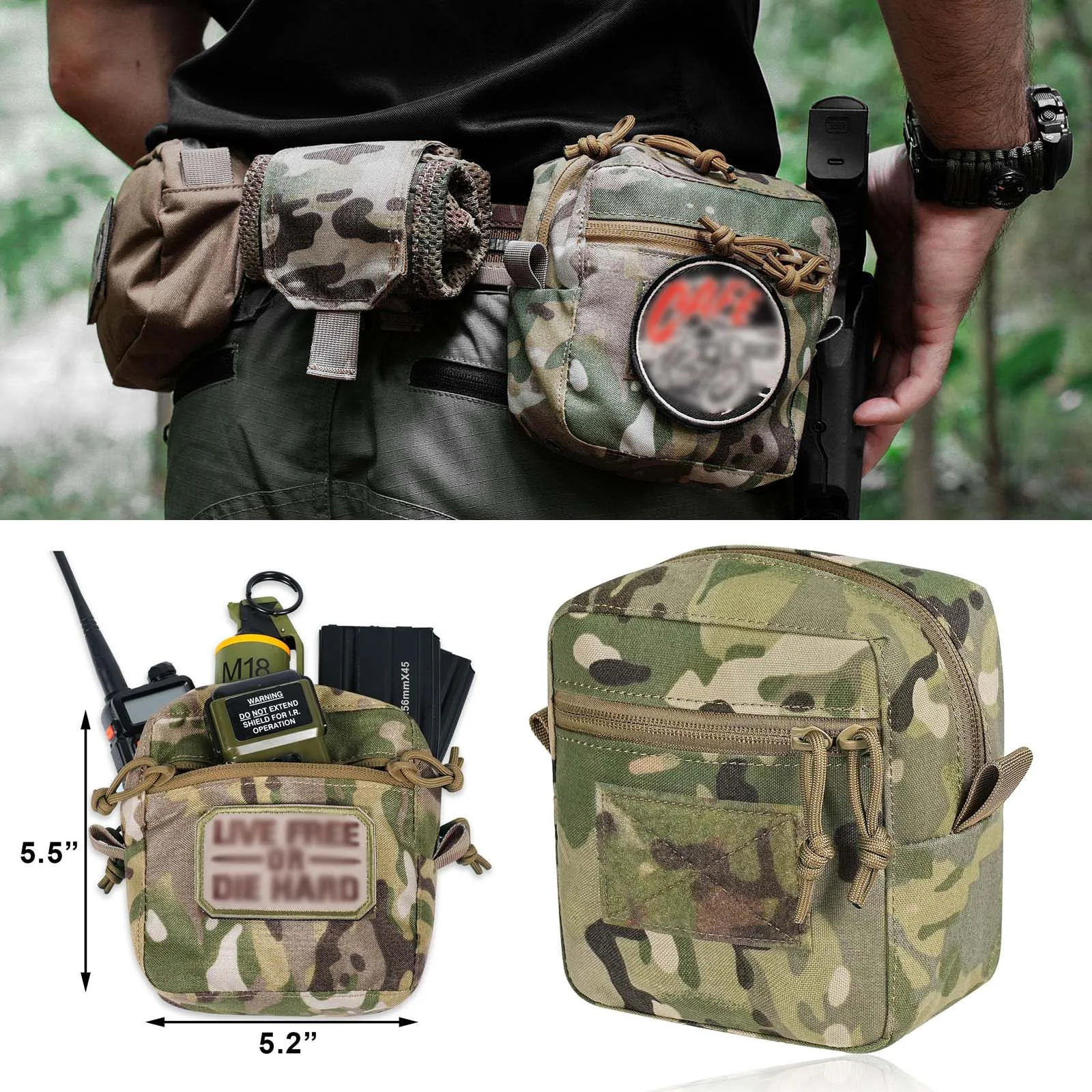 Bolsa táctica Molle Admin, pequeñas bolsas GP de uso General con Panel de bucle para chaleco, cinturones para pistola, mochila como bolsa de almacenamiento expandida