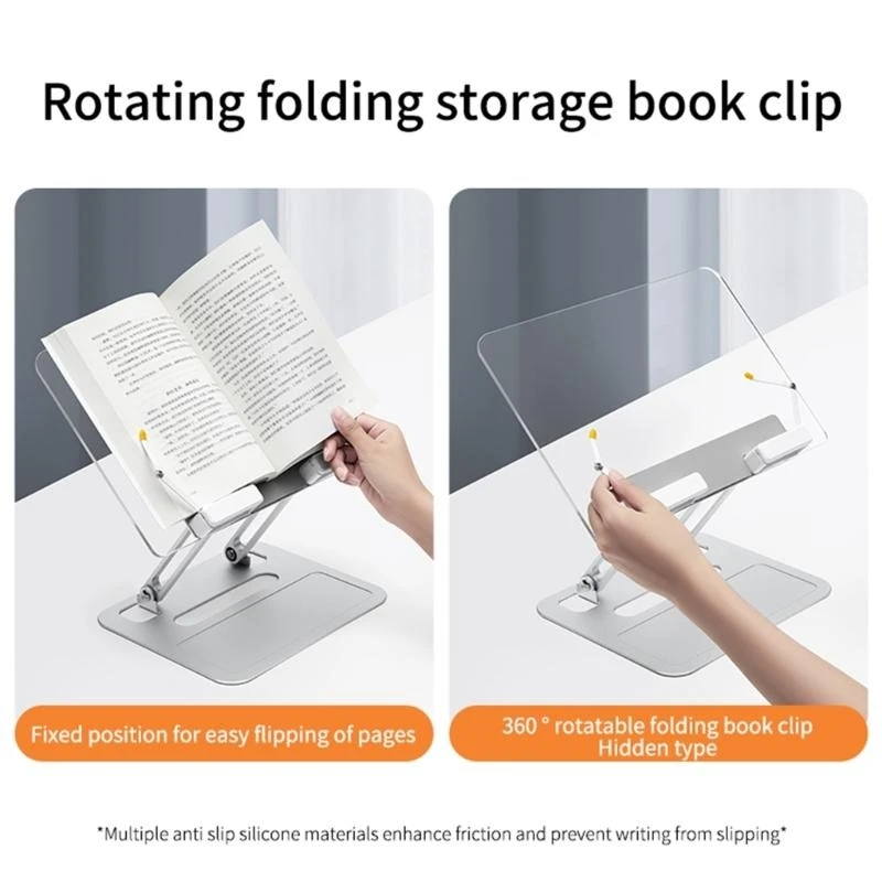 Bookrest aluminio multipropósito con 180 ° bisagras plataforma acrílica plegable contiene 8.8 segura oficina - imagen 2