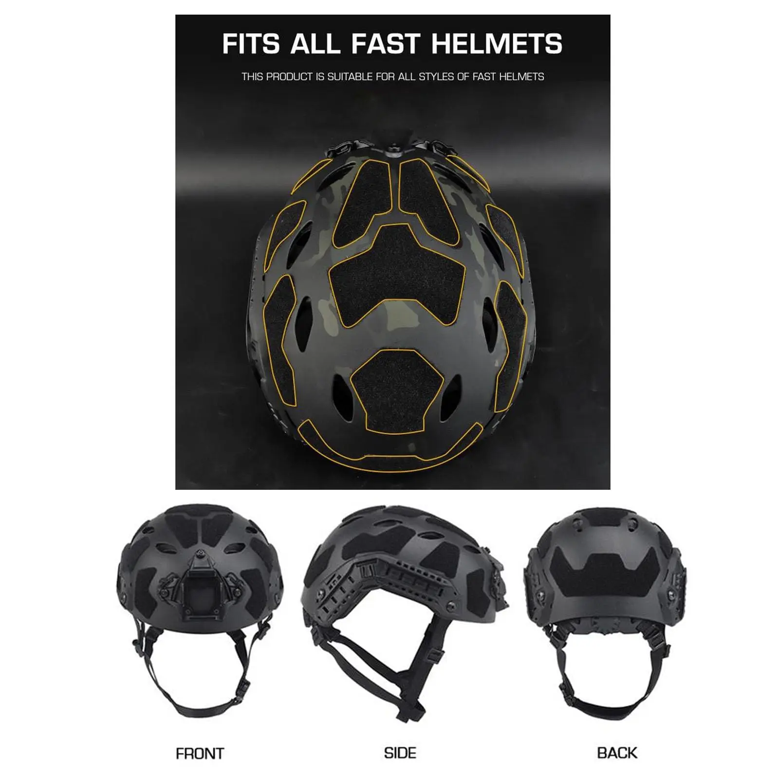 Parches para cascos tácticos, 11 Uds., cinta exterior Universal, juego de cierre de gancho y bucle para casco de corte alto rápido, pegatina mágica - imagen 5