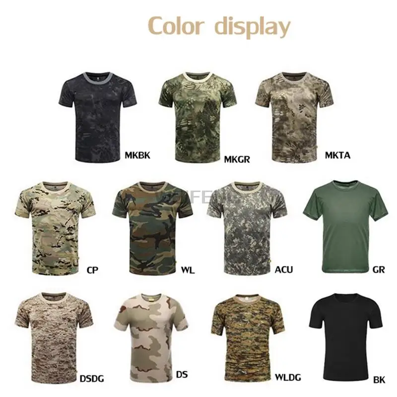 Camiseta táctica de manga corta para hombre, camisa de combate de secado rápido, militar, ropa de Paintball, camisa de caza, Camuflaje - imagen 5