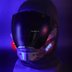 Máscara táctica de cara completa Cyberpunk Cosplay máscara de utilería de fiesta iluminación fresca lente extraíble Halloween Cosplay máscaras de fiesta de disfraces