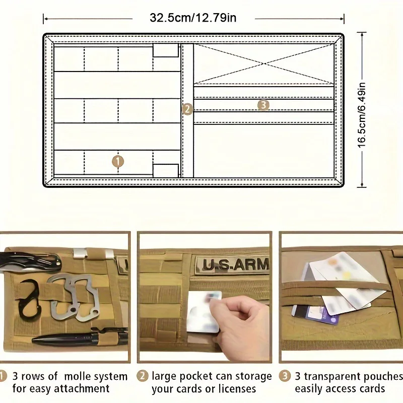 Panel de visera táctica MOLLE para vehículo, organizador de parasol para camión y coche, bolsa de soporte para CD, accesorios para automóvil - imagen 4