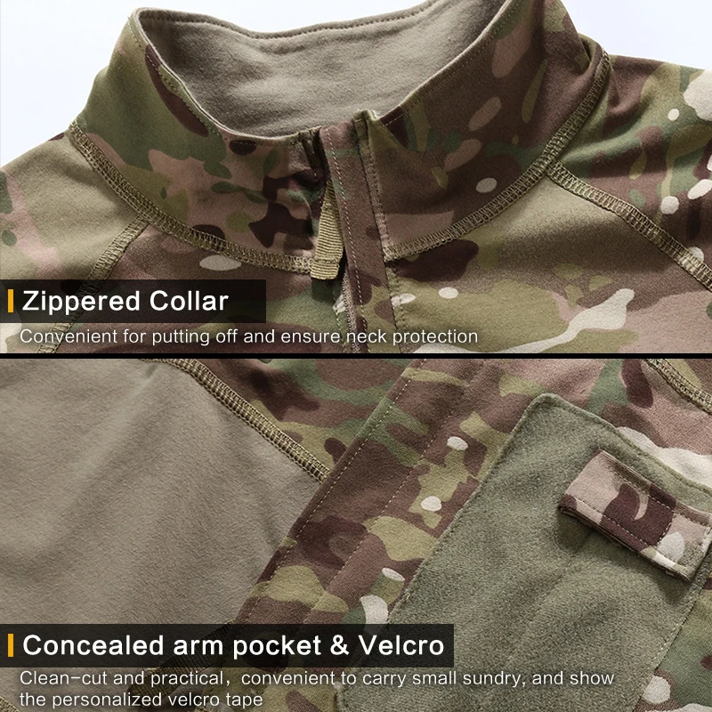 Camisa táctica de manga larga Top Camo Airsoft deportes al aire libre camisa de combate negro MC Camo - imagen 4