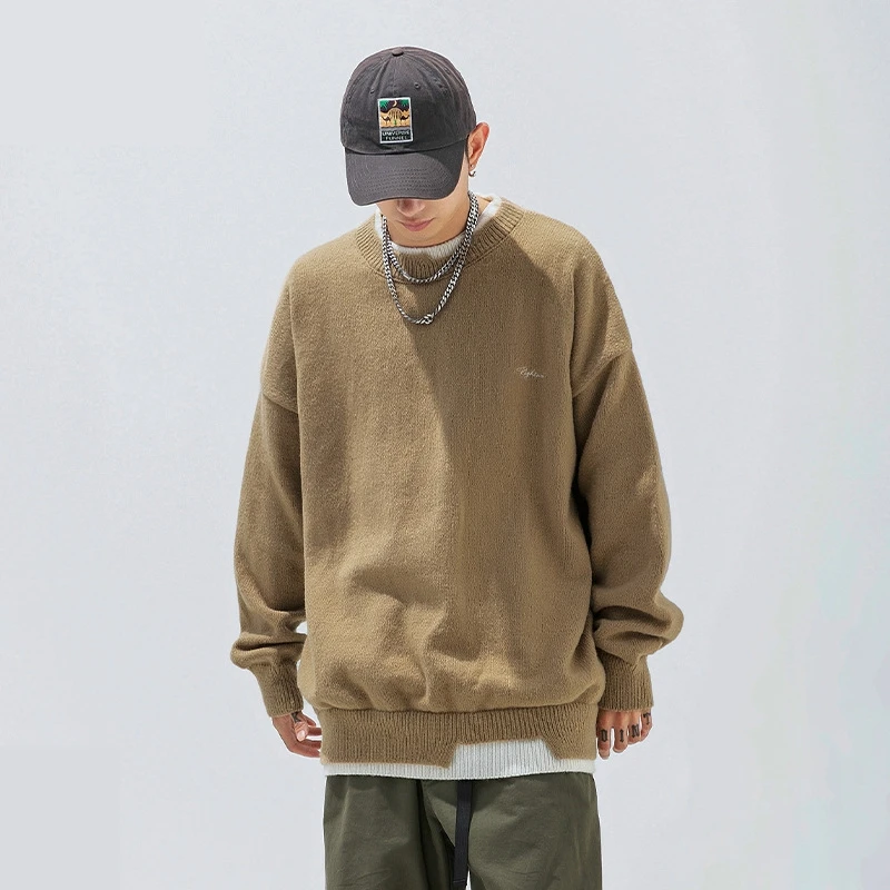 Suéter de punto de retales para hombre, Jersey informal, Tops Vintage, sudadera de manga larga para parejas, Otoño e Invierno - imagen 3