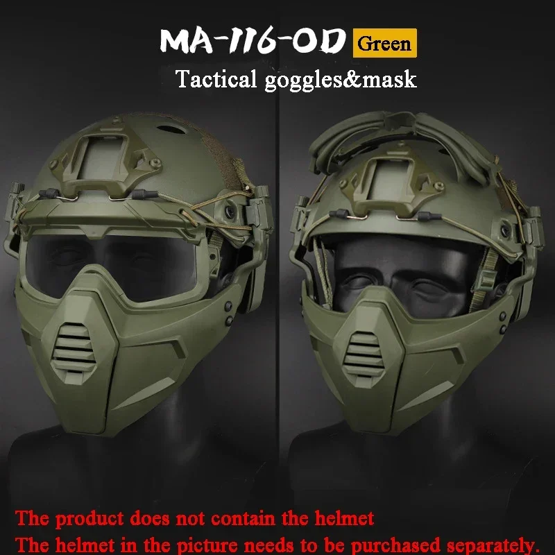 Juego de máscaras tácticas + gafas, máscara de seguridad de combate para Paintball Airsoft, máscaras protectoras para caza al aire libre + gafas - imagen 5