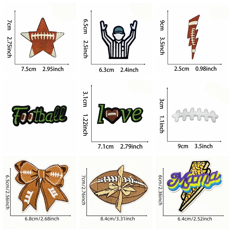 10 Uds. Parches bordados de Rugby de dibujos animados, parche decorativo para ropa, parches para planchar para ropa, bordado, insignias para coser/planchar DIY - imagen 5