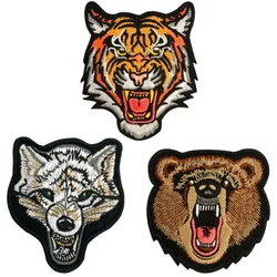 Parche táctico bordado con gancho - oso, lobo o tigre - chaquetas
