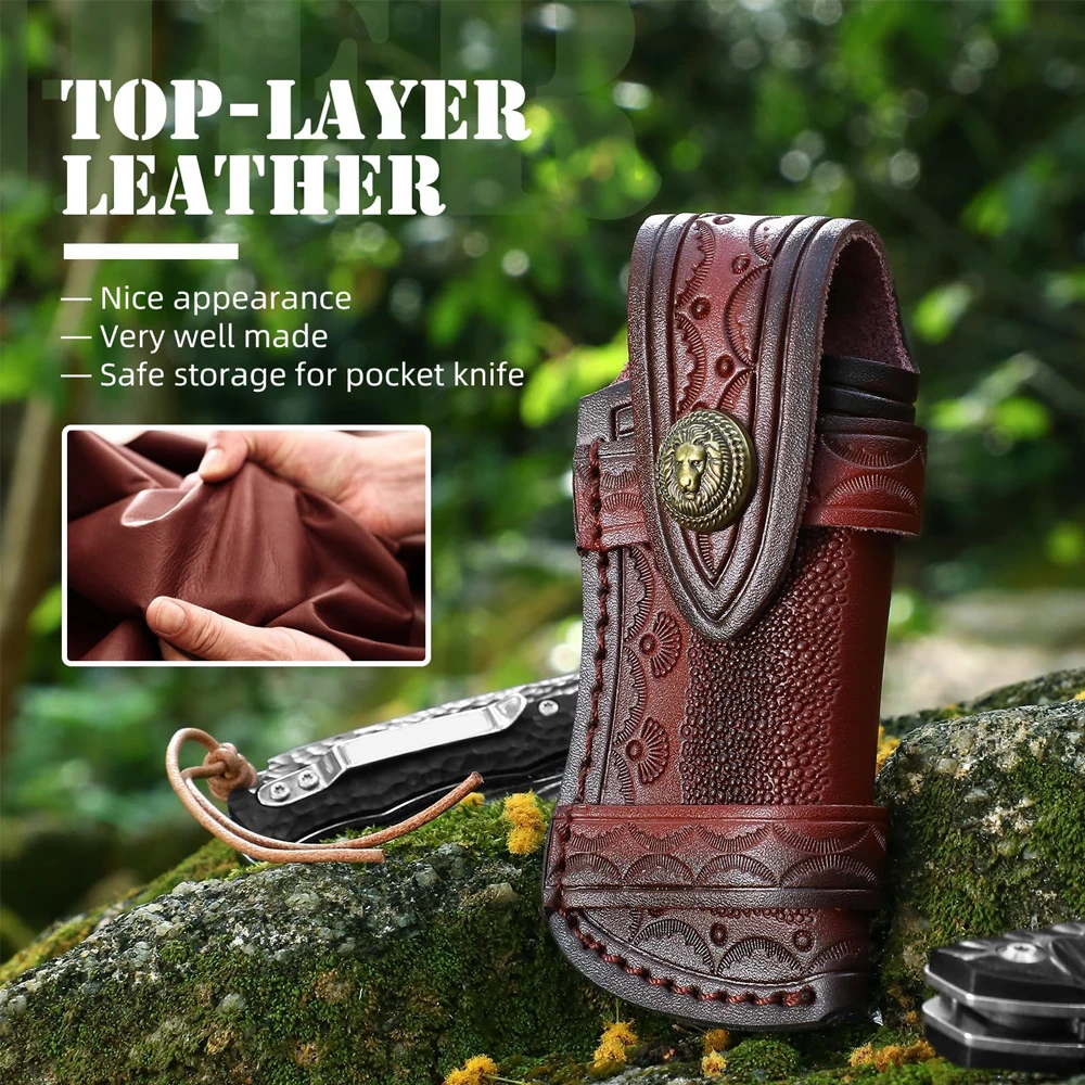 Funda de cuero de vaca para cinturones, funda protectora para almacenamiento de cuchillos, multiherramienta - imagen 5