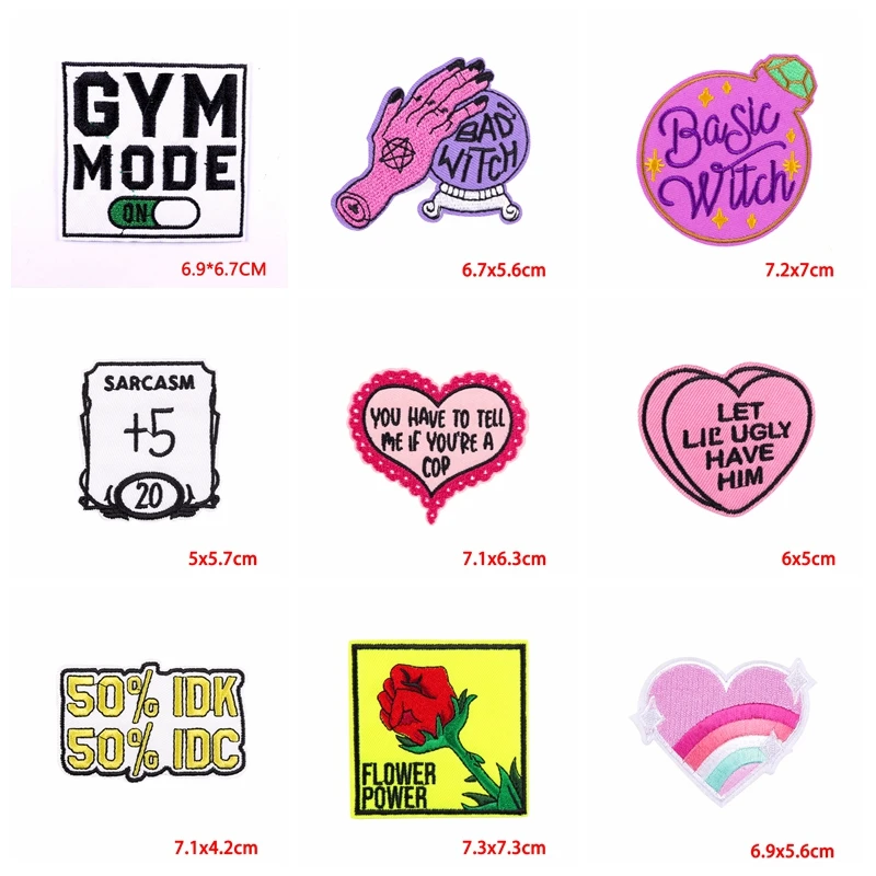 Prajna parche bordado de letras, parches termoadhesivos para ropa, apliques de chaqueta, Parche de dibujos animados, bricolaje, 10 unids/lote - imagen 5