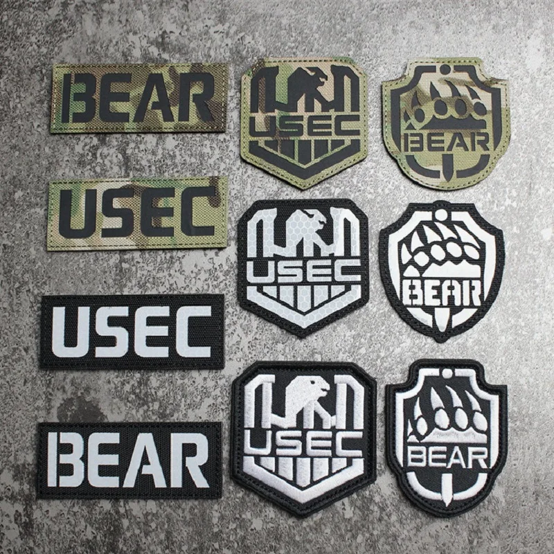 Rusia USEC BEAR parche 3D Bordir Inframerah Reflektif Militer Lencana Stiker gancho bucle emblema DIY parche para Pakaian Jaket parche