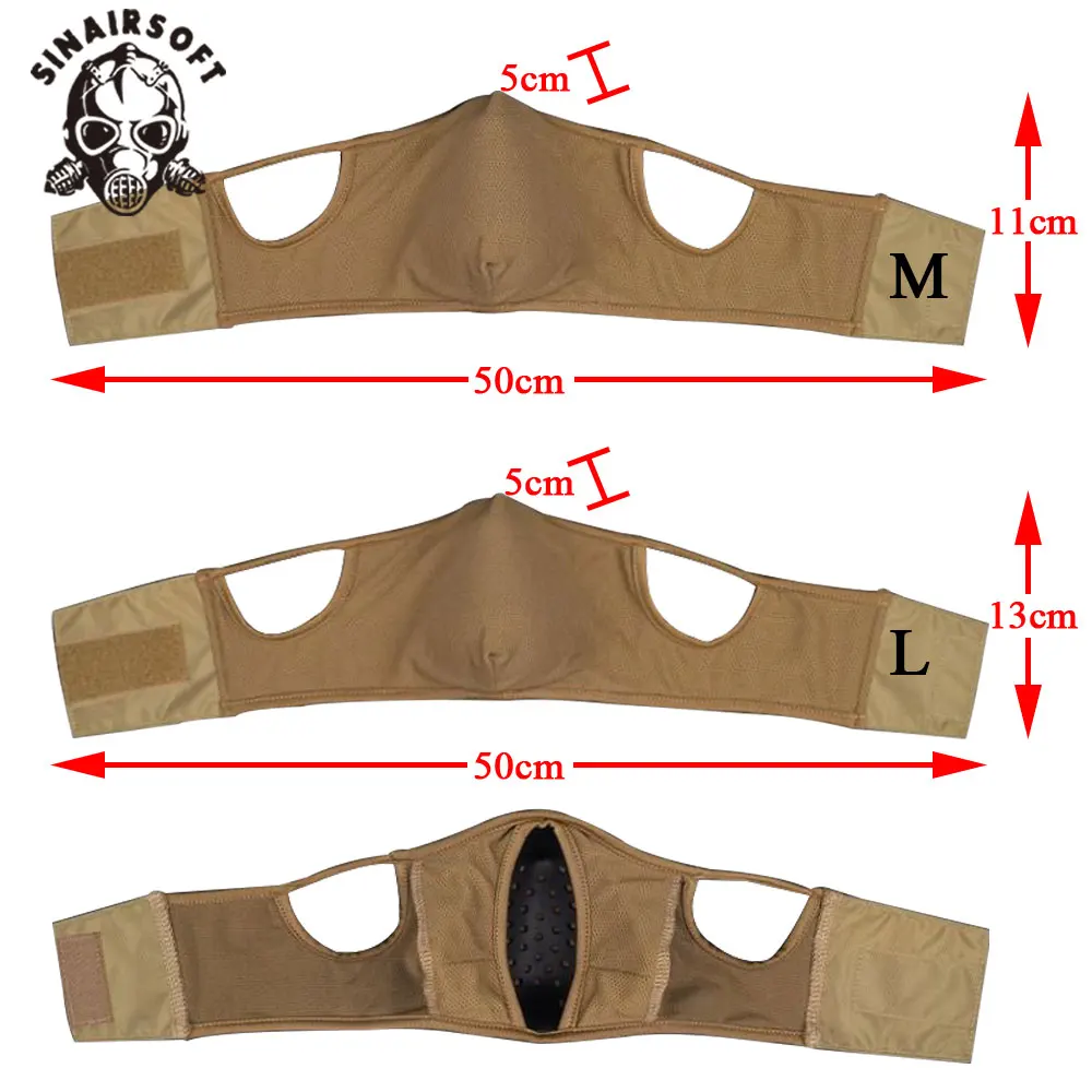 SINAIRSOFT-mascarilla táctica de tiro para exteriores, máscara suave elástica transpirable, protección facial con orejas libres, máscara de combate Airsoft - imagen 2