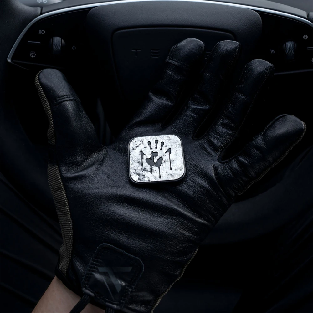 Parche de fibra de carbono Palmprint, insignia táctica EDC de lámina de plata pura para decoración de ropa y mochila - imagen 4