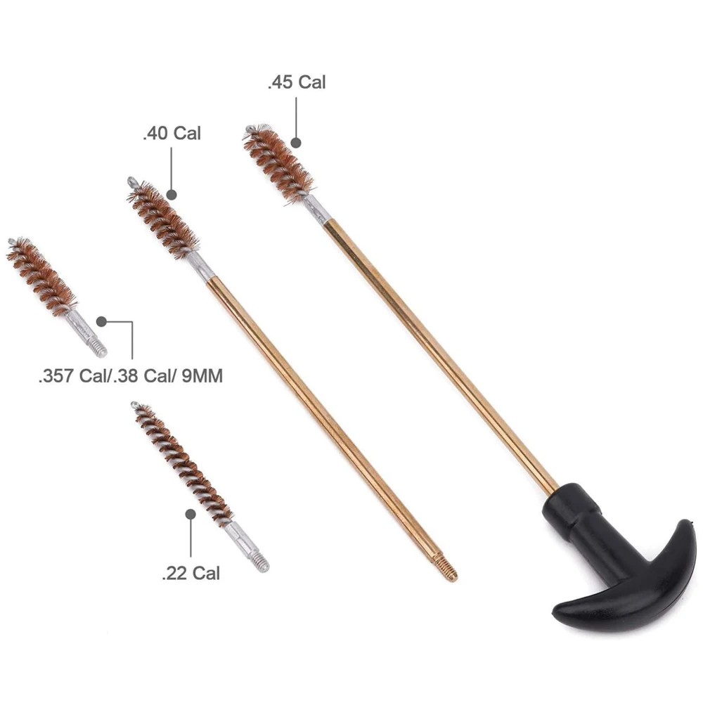 36 Uds Kit de limpieza de pistola Universal cepillos de limpieza de pistola Rifle 9mm.22.357.38.40.45 cepillos de bronce herramientas de limpieza de pistola - imagen 2