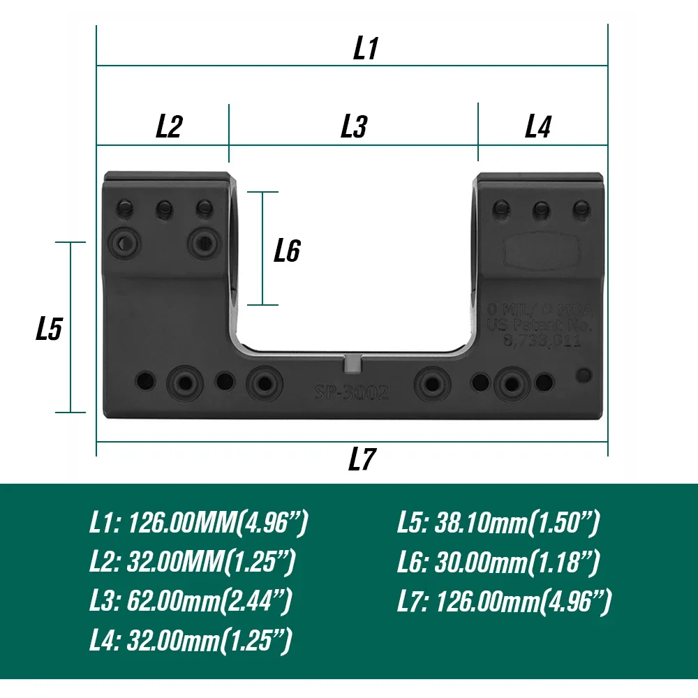 Montaje de SP-3002 de 30mm, 34mm, 0MIL, 0MOA, 2024/1,50 pulgadas de altura, con superficies para accesorios de mira, novedad de 1,93 - imagen 5