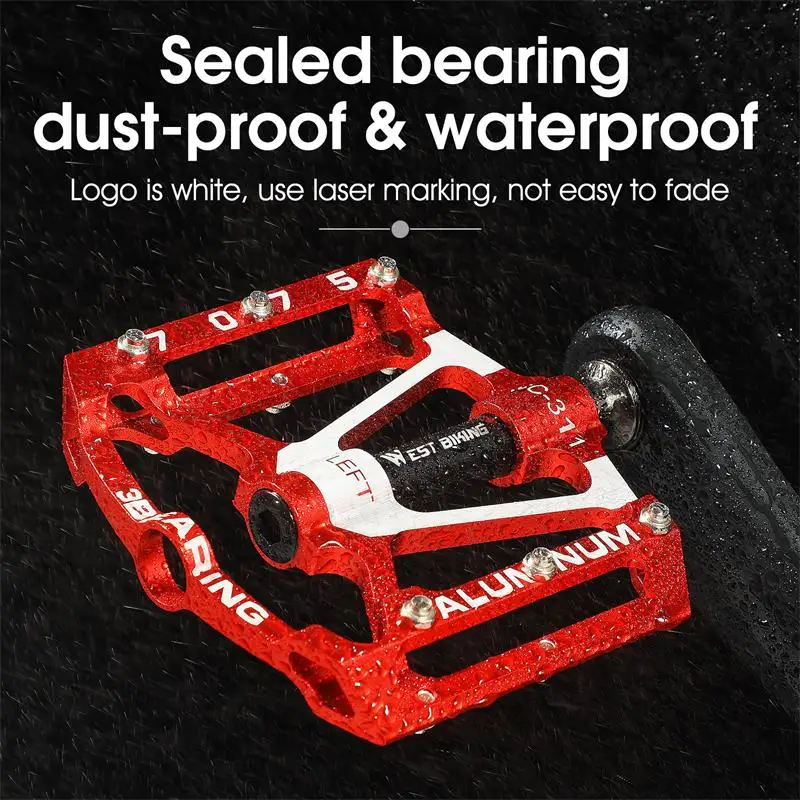 Pedales de bicicleta WEST BIKING, aleación de aluminio ultraligeros, antideslizantes, CNC, BMX, MTB, Pedal de bicicleta de carretera, pedales de bicicleta con rodamiento sellado - imagen 5