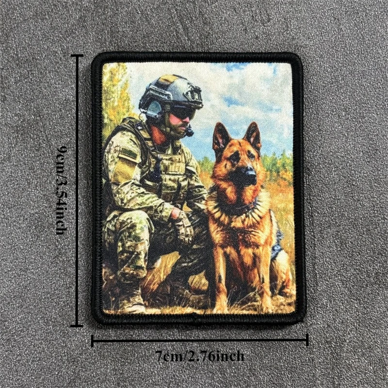 Parche con estampado de perros y soldados militares para ropa, parches tácticos con gancho, insignias de moral, pegatinas para mochila - imagen 3