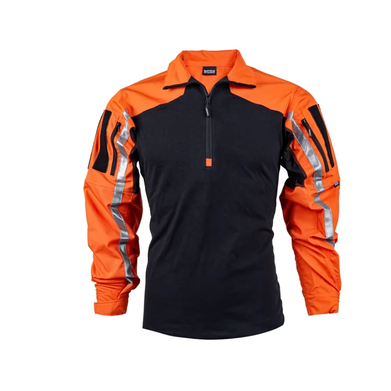 Uniforme de combate con tira reflectante, camiseta para deportes al aire libre, amarillo anaranjado