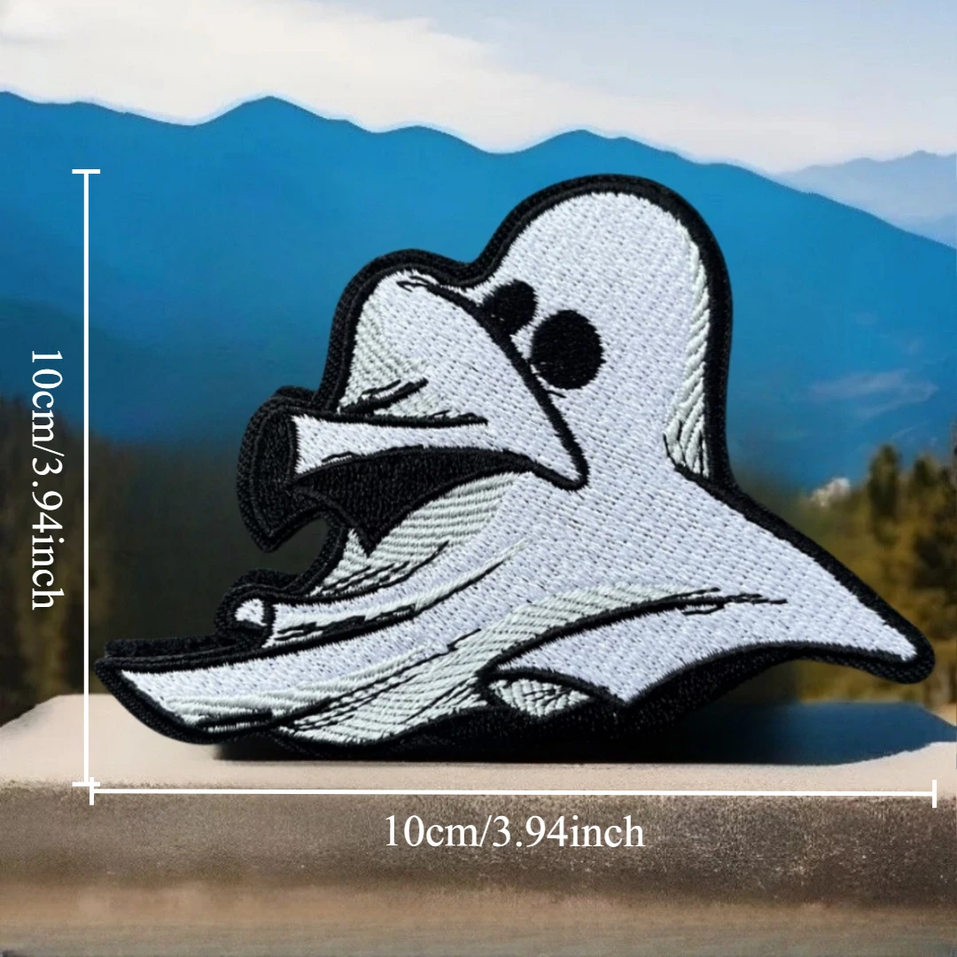 Parches de gancho y bucle bordados de fantasma de Halloween para ropa, insignia de moral militar, pegatina decorativa para mochila táctica - imagen 2