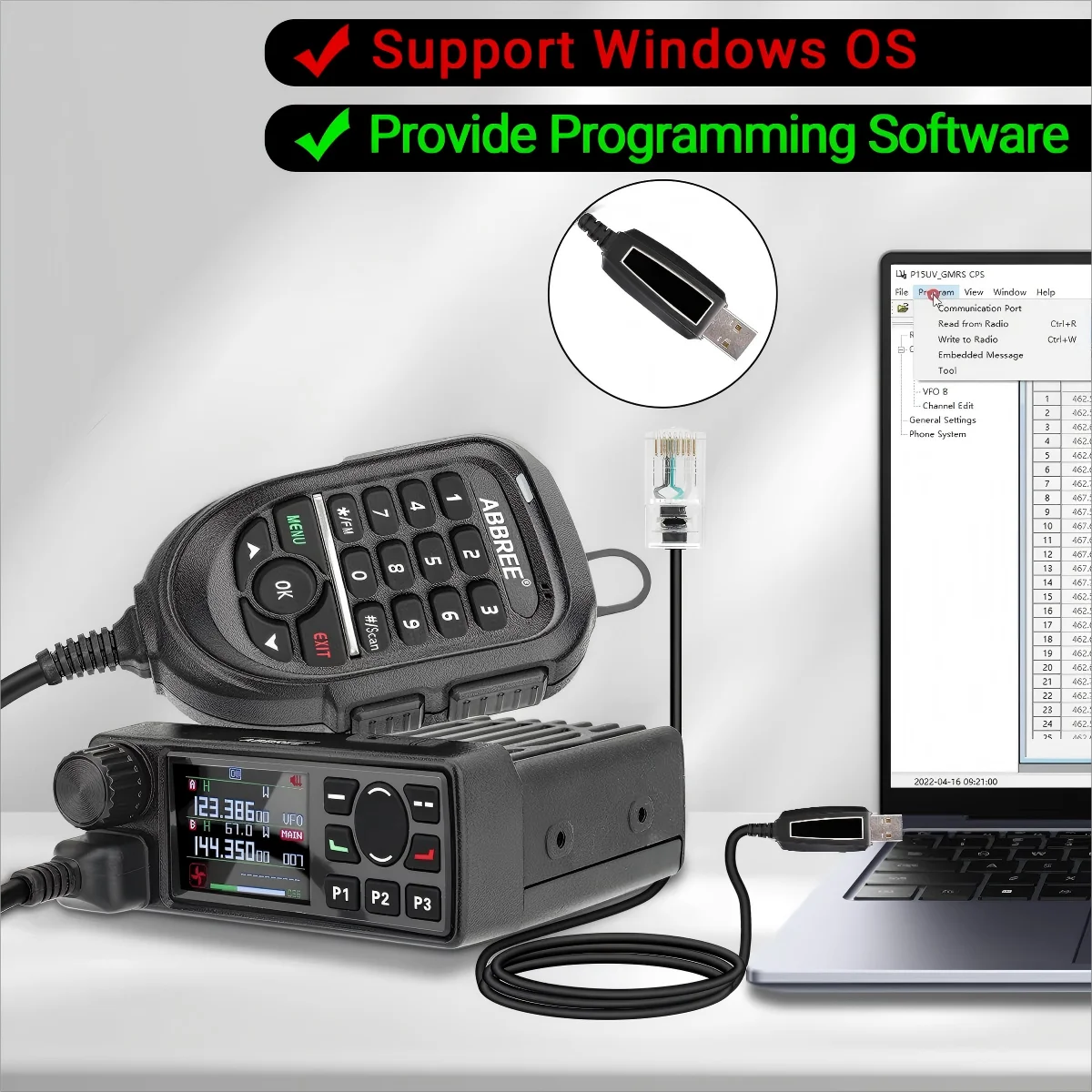 ABBREE AR-2520 Cable de programación USB para radio móvil - imagen 2