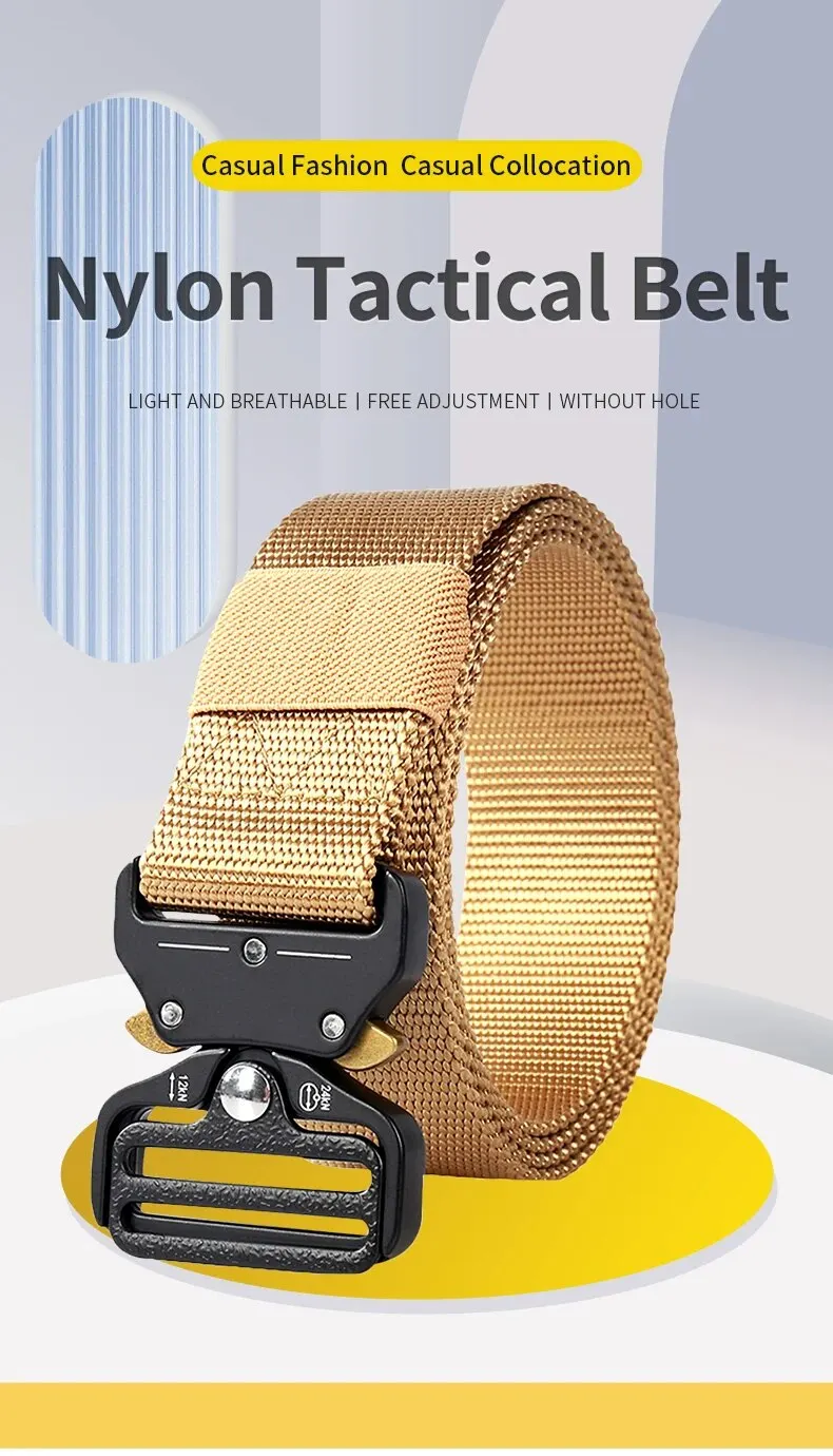 Cinturón táctico ajustable para hombre con hebilla de metal