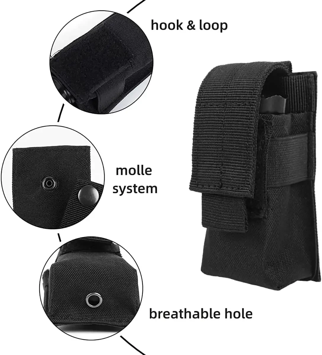 Bolsa táctica MOLLE de nailon ripstop para linterna