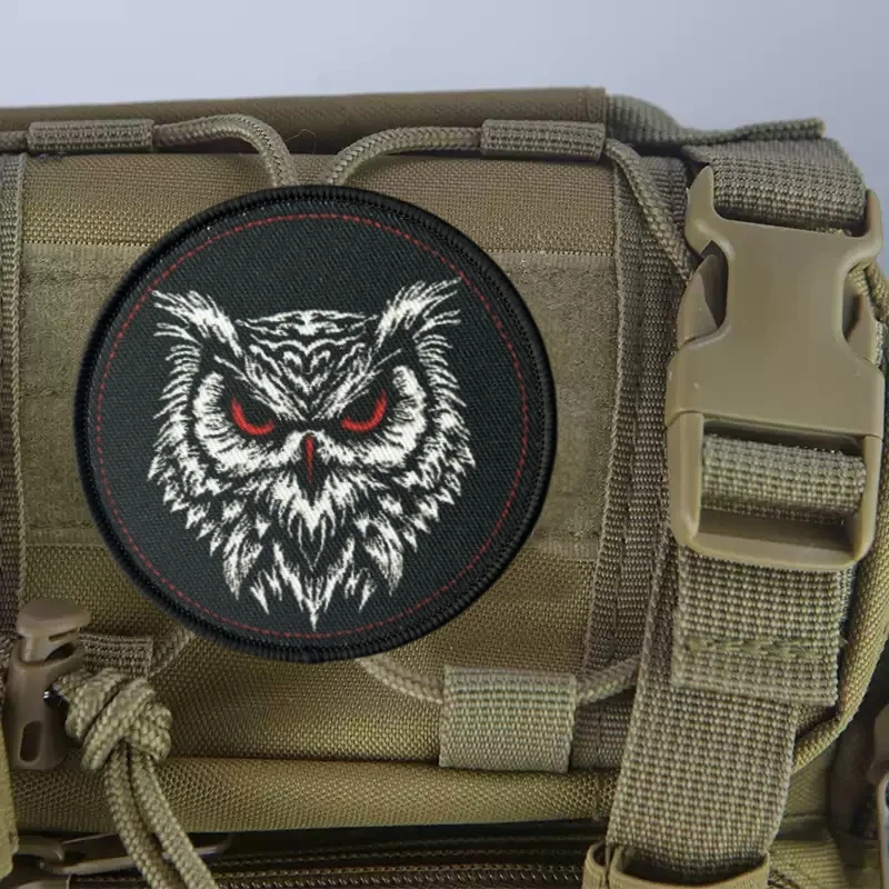 Parche estampado de búho para ropa, insignia de moral táctica, parche militar con gancho, pegatina decorativa para mochila - imagen 5