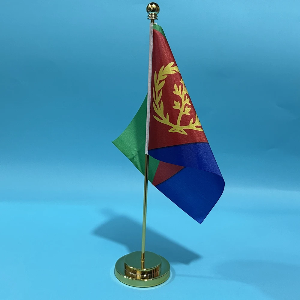 BANDERA DE SKY, bandera de escritorio de oficina de Eritrea, 14x21cm, poliéster, bandera nacional de Eritrea, pancarta de país, adornos de escritorio, banderas - imagen 3