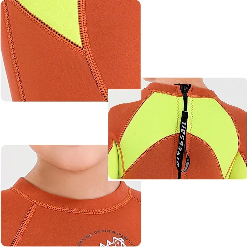 Traje de neopreno de una pieza de 2,5 MM para niños, traje de buceo de manga larga a prueba de frío, antimedusas, traje de baño cálido para esnórquel y surf - imagen 4