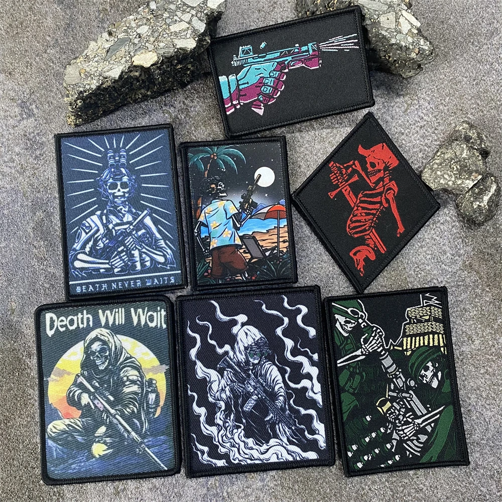 Parches TFD sin niebla tácticos con estampado de moral de vacaciones, gancho y bucle para pistola, insignia de soldado de calavera del ejército militar, brazalete, pegatina para mochila
