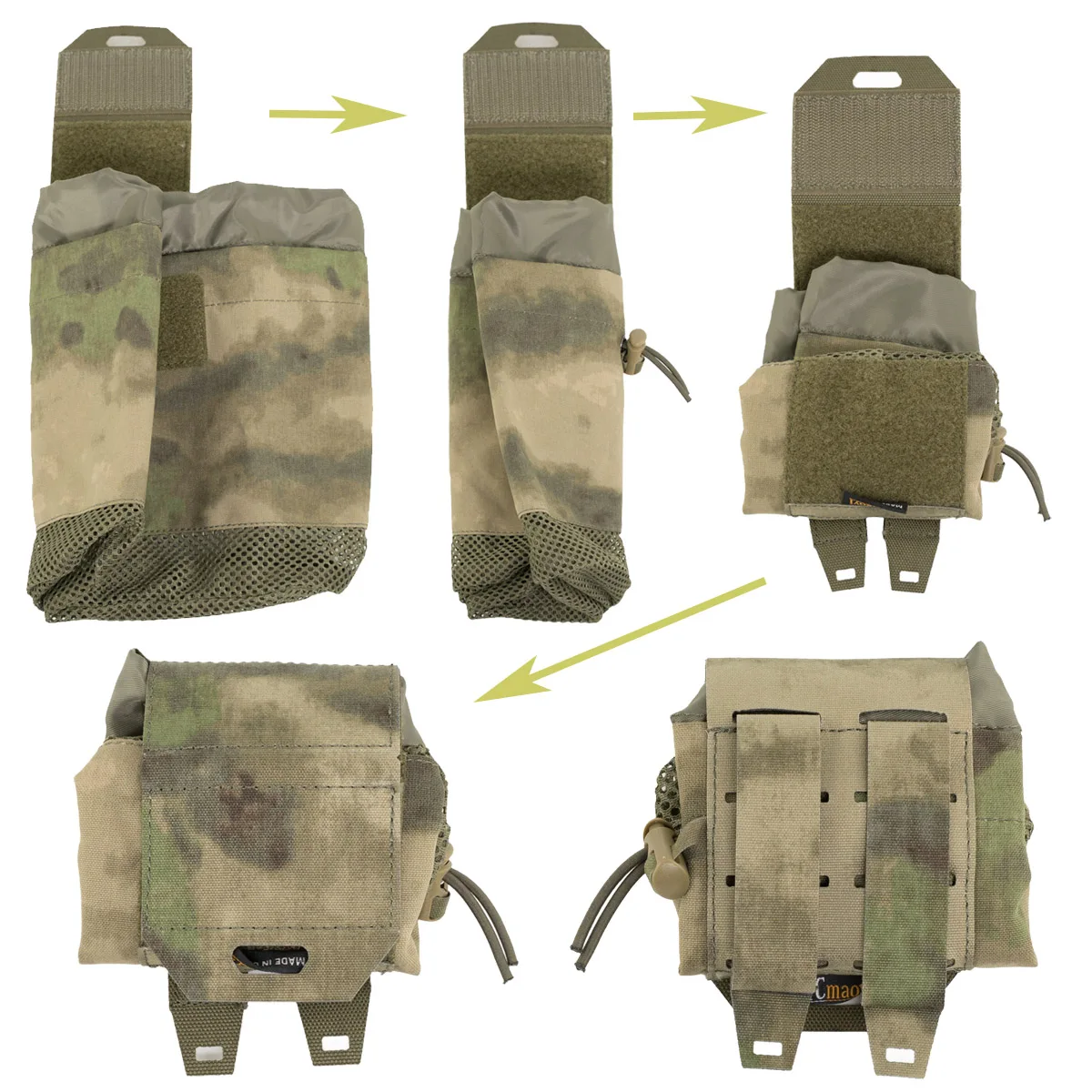 Bolsa de reciclaje de tela de malla plegable para exteriores, bolsa de almacenamiento con sello de cintura, bolsa táctica varios, bolsa de accesorios - imagen 5