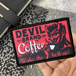 Parche impreso de moral de café de la marca Devil, insignia militar táctica divertida, brazalete, pegatinas para mochila con gancho y bucle