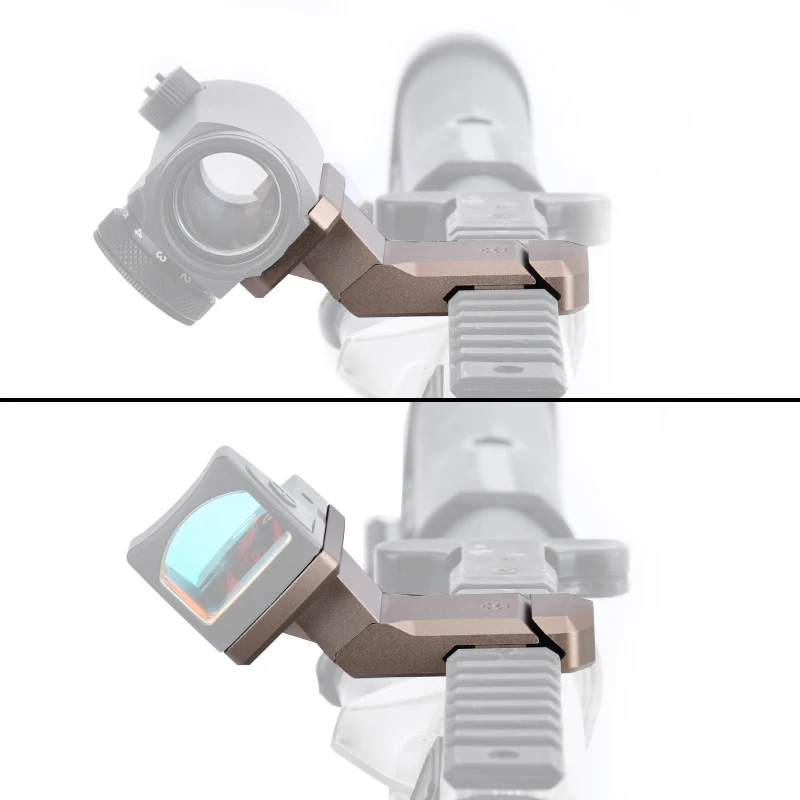 Soporte de vista óptica de compensación de Metal táctico para T 1 T 2 RMR, 45 grados, punto rojo, Base de alcance, ajuste de riel de 20mm, accesorios para Airsoft - imagen 4