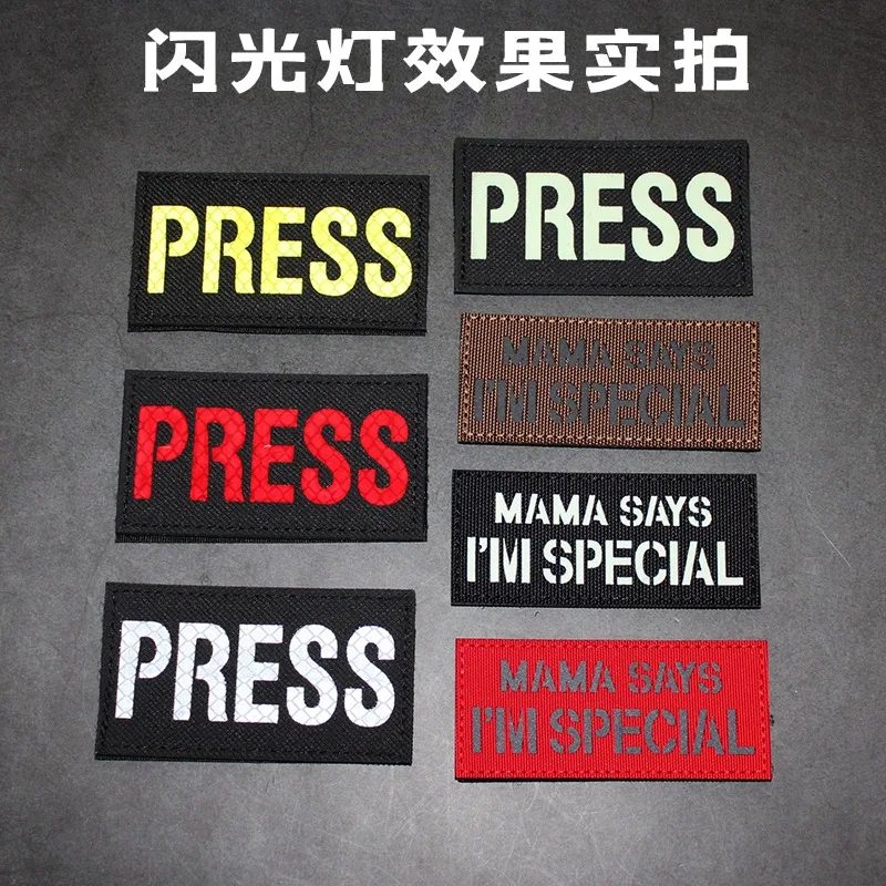Insignia luminosa y reflectante IR con corte láser, mamá dijo que tengo una personalidad especial, letras en inglés, brazalete de moral táctico PRESS - imagen 4