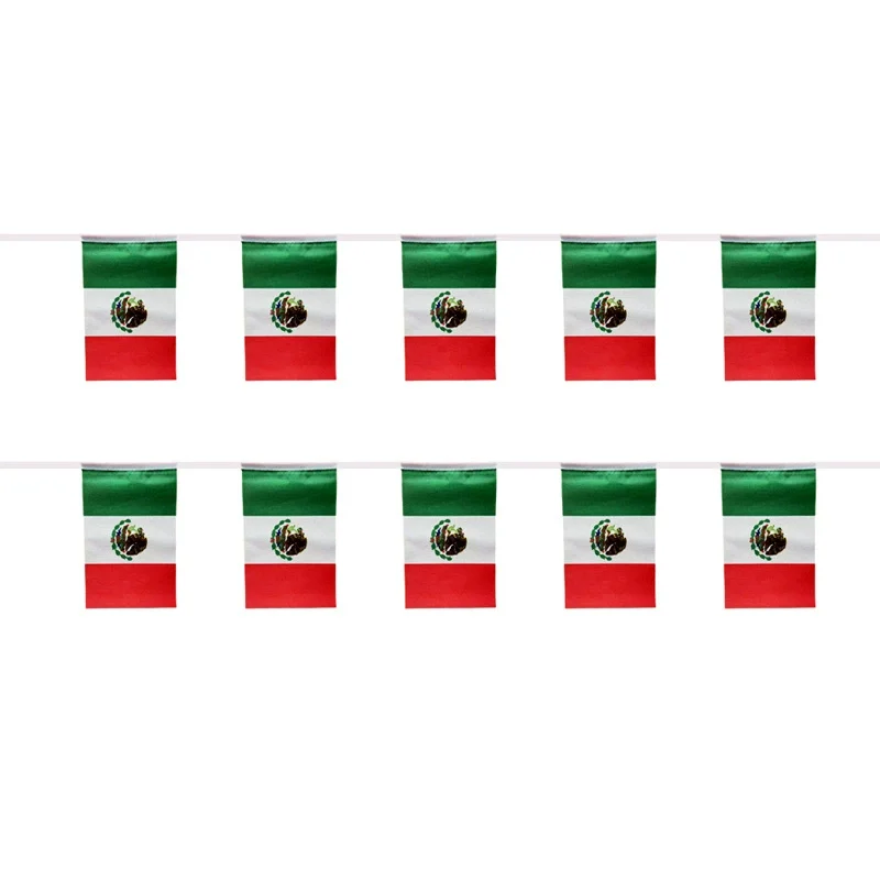 Banderines SKY FLAG de México, 14x21cm, 20 unidades por paquete, banderas de cuerda de México, banderín, pancarta, Festival, fiesta, vacaciones para decoración