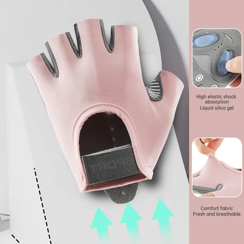 pesas entrenamiento y ejercicio gimnasio ejercicio guantes gym mujer pesas para hGuantes deportivos de medio dedo para hombre y mujer, manoplas antideslizantes para levantamiento de pesas y entrenamiento en el gimnasio - imagen 4