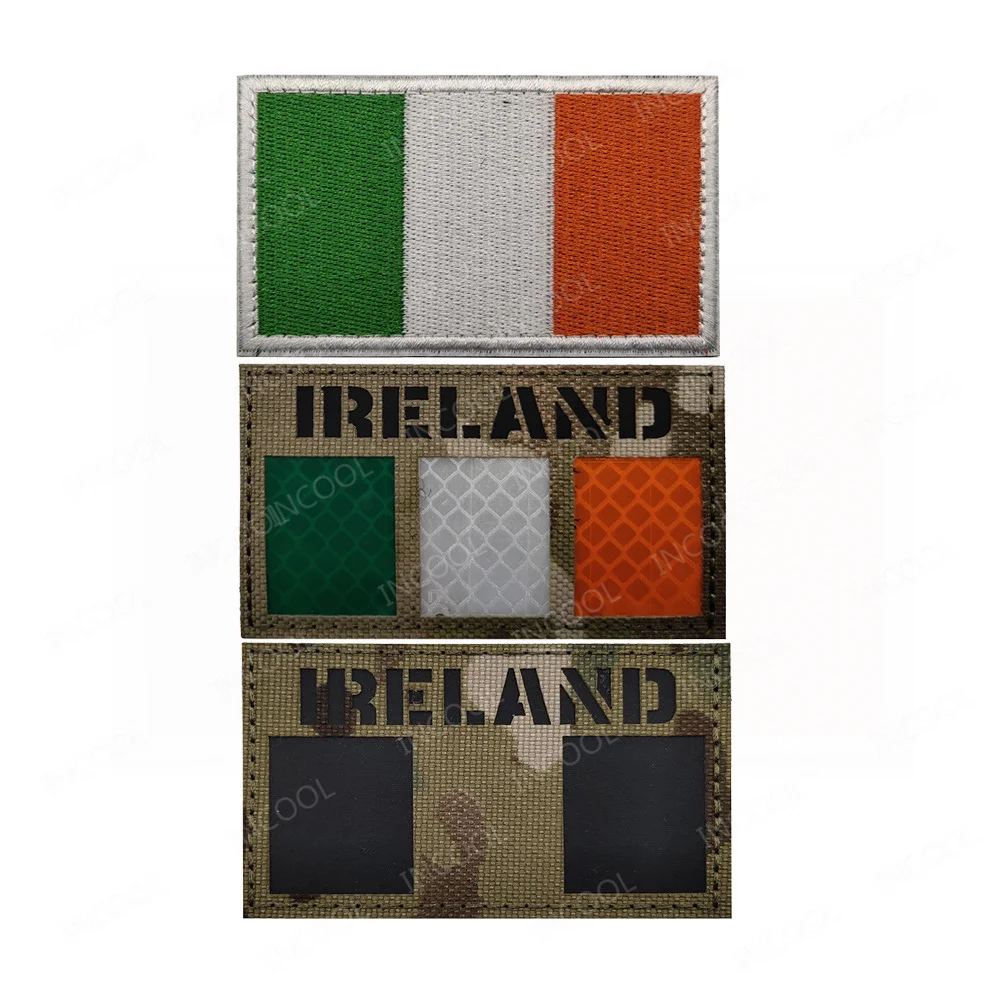 Parches bordados de PVC con bandera de Irlanda, insignias con apliques de emblema para ropa y mochila, infrarrojos, reflectantes, IR - imagen 2